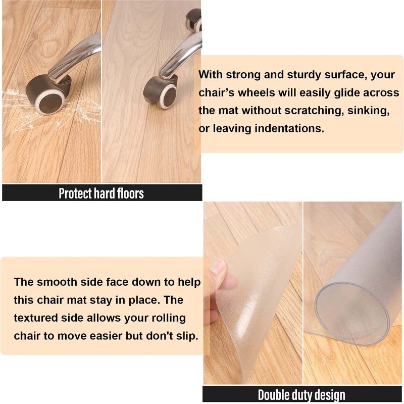 AiBOB Office Chair Mat for Hardwood Floor, 36 X 48 inches, Hard Floor Chair Mats Under Computer Desk, Easy Glide for Rolling Chairs - Image 3